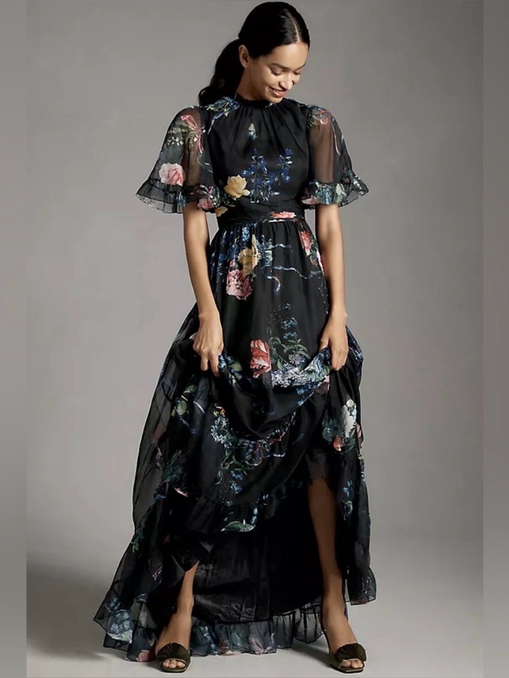 Mac Duggal 68230 Ruffle Neck Floral Print Dress NWT sz 2 - Picture 11 of 14